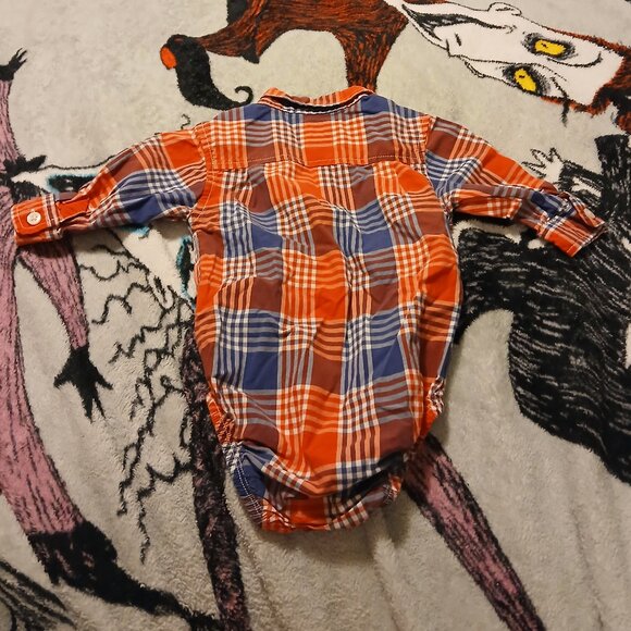 Baby OshKosh B'gosh 6 Months Red & Blue Plaid Long Sleeve Onesie Infant - Picture 2 of 7